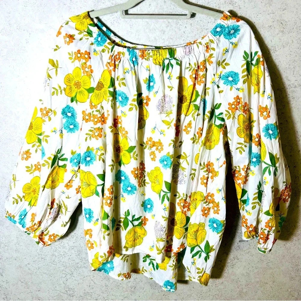 a.n.a‎ WOMENS COLORFUL FLOWERY BOHO LIGHT WEIGHT SUMMER BEACH  PREPPY BLOUSE